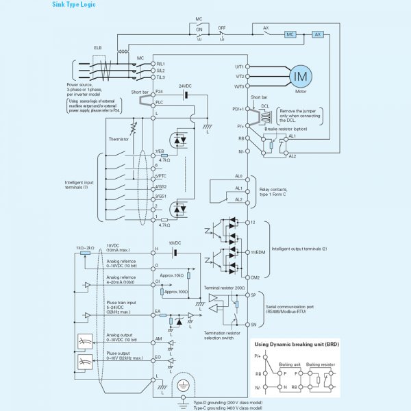 WJ200-075LF 10HP 7.5kW 230V VFD - Hitachi