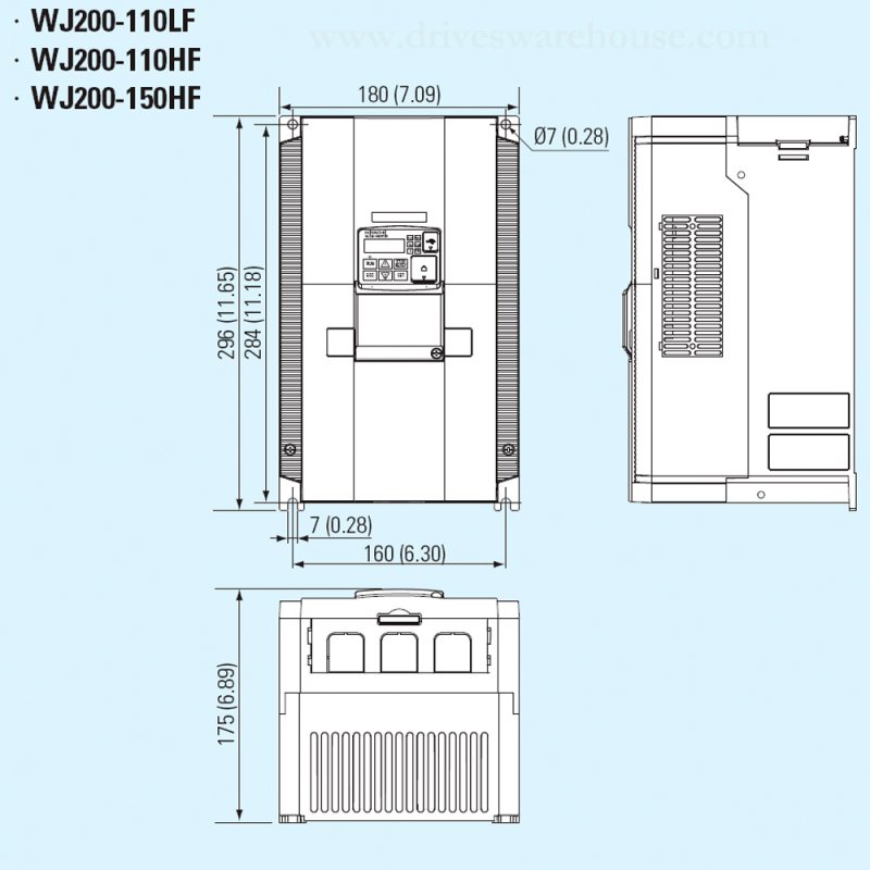 WJ200-110LF 15HP 11kW 230V VFD - Hitachi
